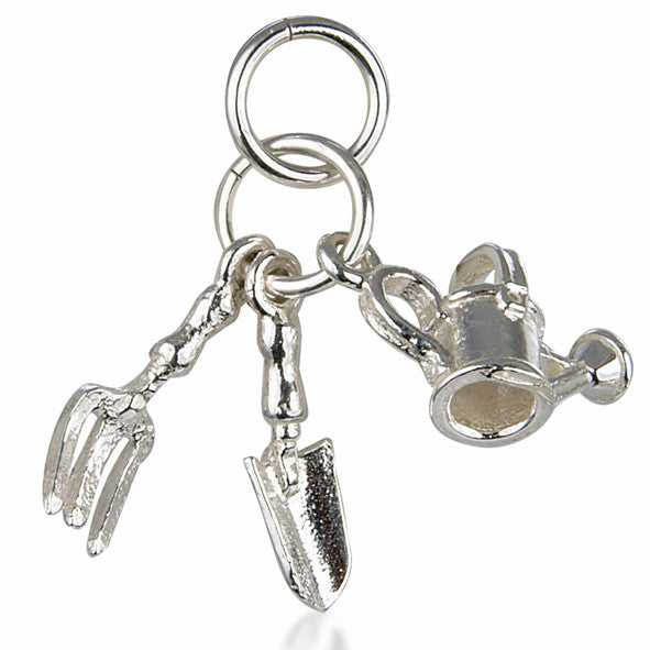 'Gardening', silver charm set