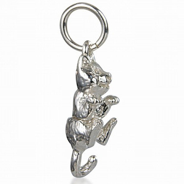 'Climbing Cat', silver charm