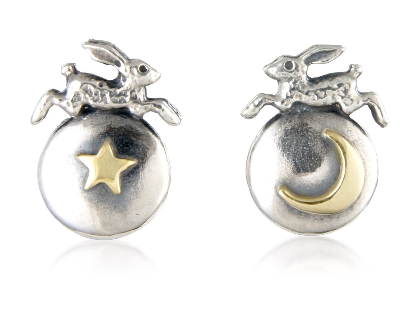 'Hare, Star, Moon', stud earrings