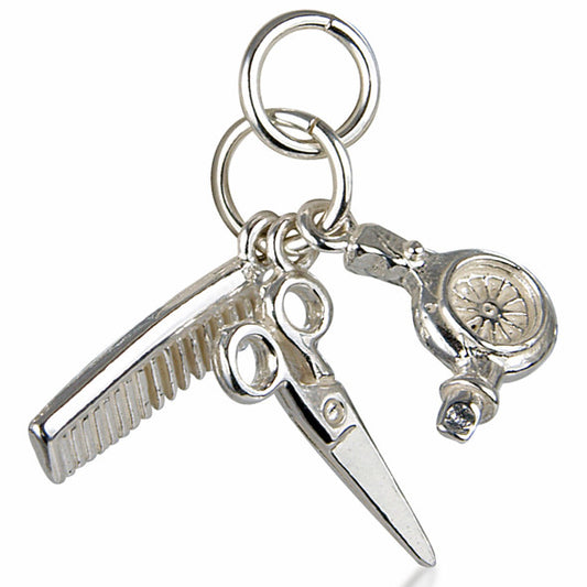 'Hairdressing', silver charm set