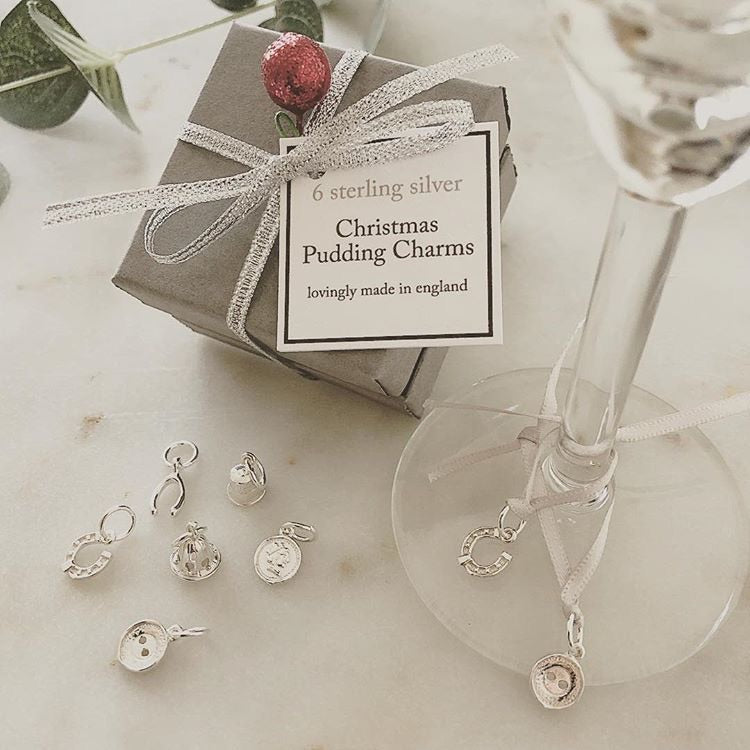 'Pudding/Party Charms', set of 6 solid silver charms