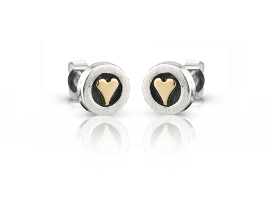 'Simple Heart', yellow gold stud earrings